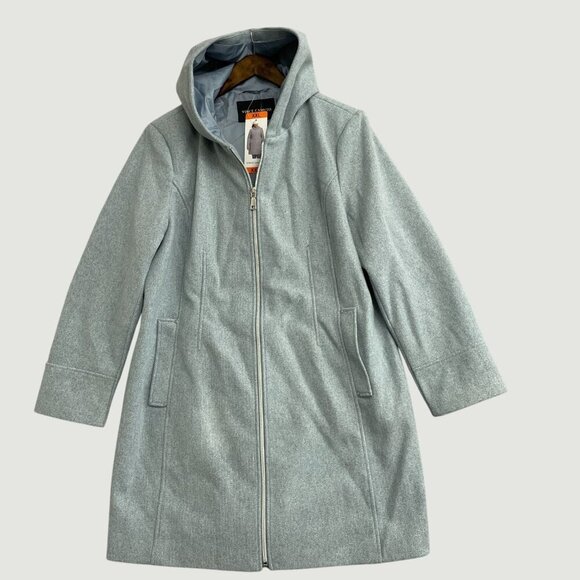 NEW Vince Camuto Women's XX-Large Hooded Light Gray, Blue Coat Polyester Blend - Picture 5 of 14